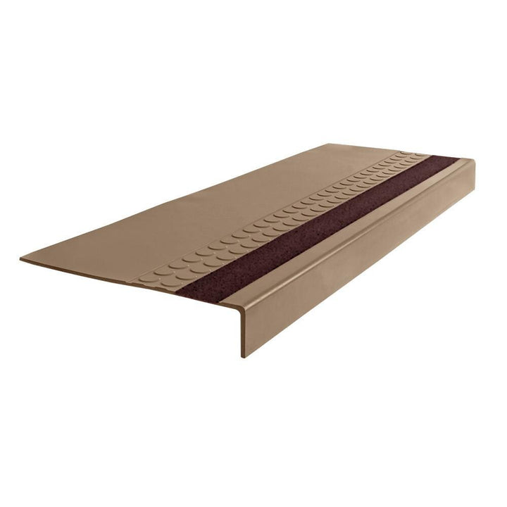 Flexco #575 Series 12-in x 48-in Cappuccino Stair Tread with Brown Grit Strip