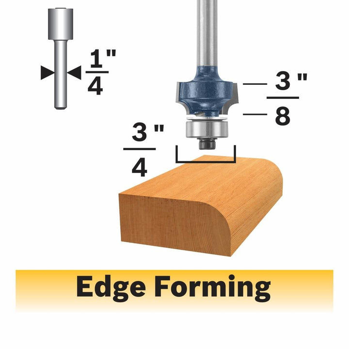 Bosch 1/8-in Carbide-Tipped Roundover Router Bit, 1/4-in Shank, 3/4-in OD