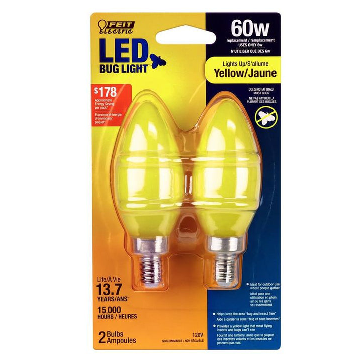 Feit Electric 60-Watt Equivalent CA10 Candelabra Base LED Bug Light Bulb (12-Pack)