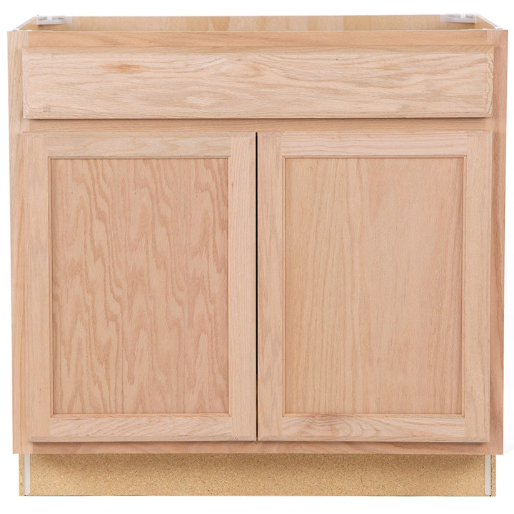Project Source Oak Brook 36-in W x 35-in H x 23.75-in D Unfinished Oak Sink Base Cabinet, Fully Assembled