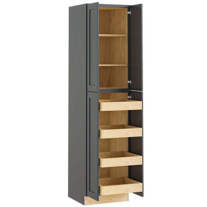 Home Decorators Collection Newport 24 in. W x 24 in. D x 90 in. H Assembled Plywood Pantry Kitchen Cabinet in Deep Onyx with 4ROT Soft Close