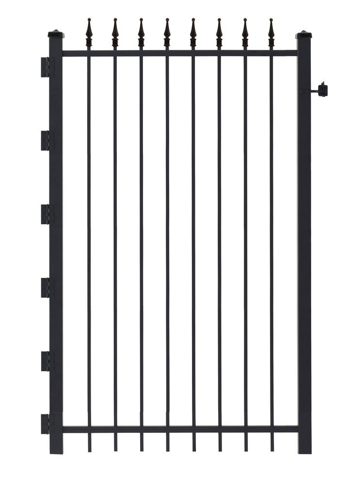 Gilpin 6-ft H x 3-ft W Black Steel Decorative Metal Straight-top Decorative Walk-thru Fence Gate