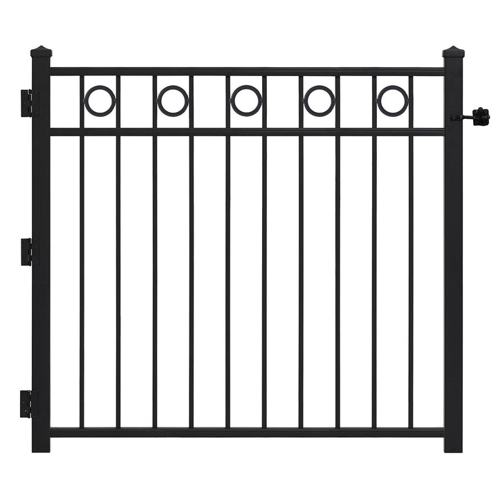 Gilpin 4-ft H x 4-ft W Black Steel Decorative Metal Straight-top Decorative Standard Fence Gate