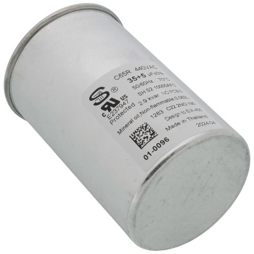 Nordyne 01-0096 capacitor - side view (Voltage: 440v; MFD: 35/5)