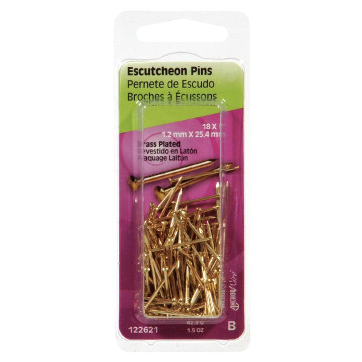 Hillman 18-Gauge x 1 in. Brass-Plated Steel Escutcheon Pins, 1 Pack (1.5 oz)