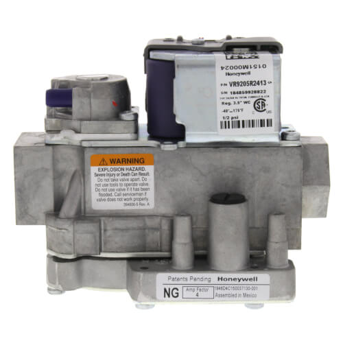 Goodman-Amana 0151M00024S gas valve - side view (Voltage: 24V; Product Type: Gas Valve)
