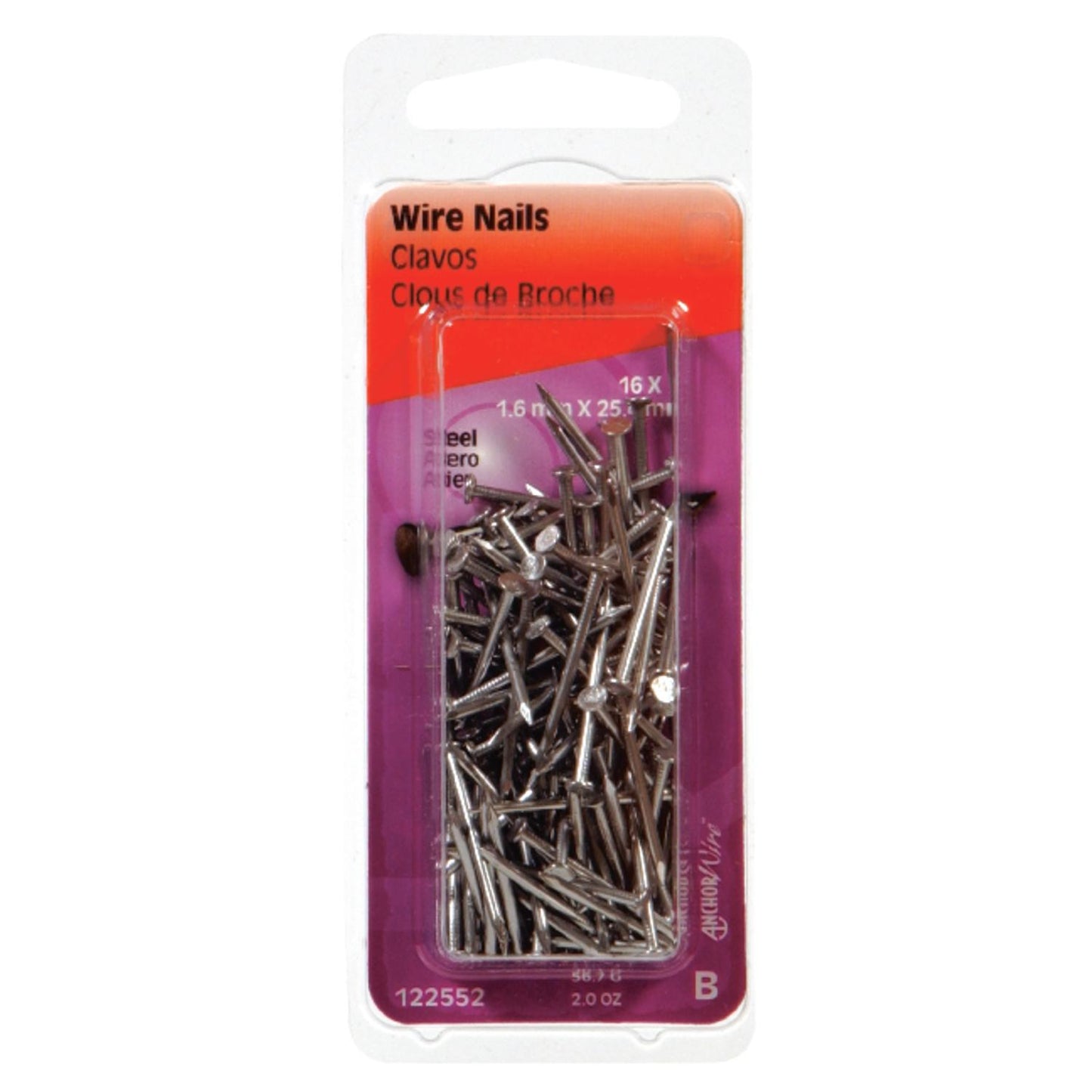 Hillman 1 in. Wire Bright Steel Nail Flat Head