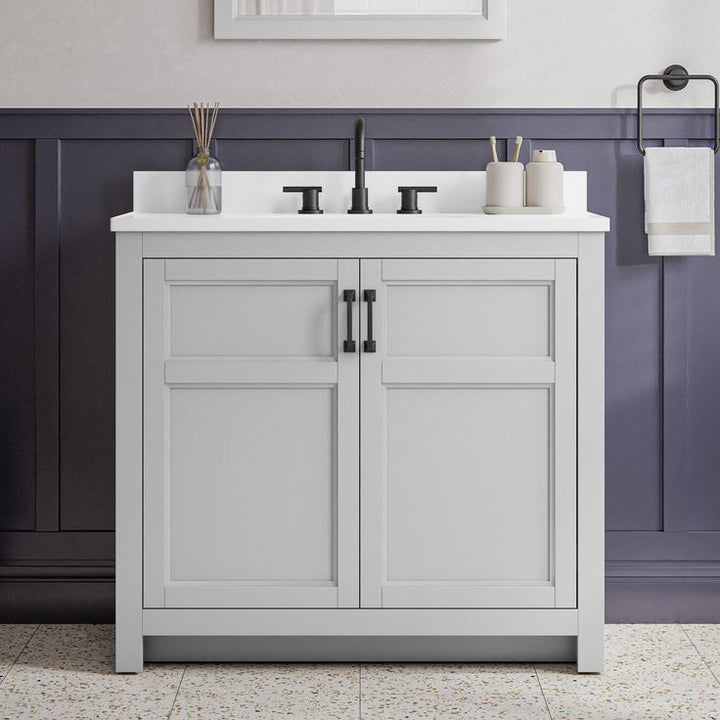 Style Selections Lowry 37-in Light Gray Single Sink Bathroom Vanity with White Acrylic Top
