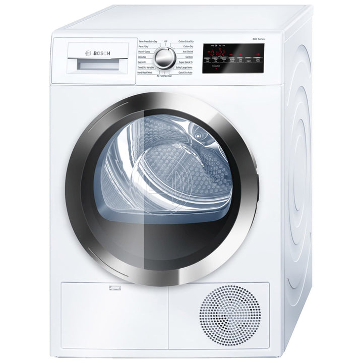 Bosch 800 Series 4-cu ft Stackable Ventless Electric Dryer, White/Chrome, ENERGY STAR, WTG86402UC