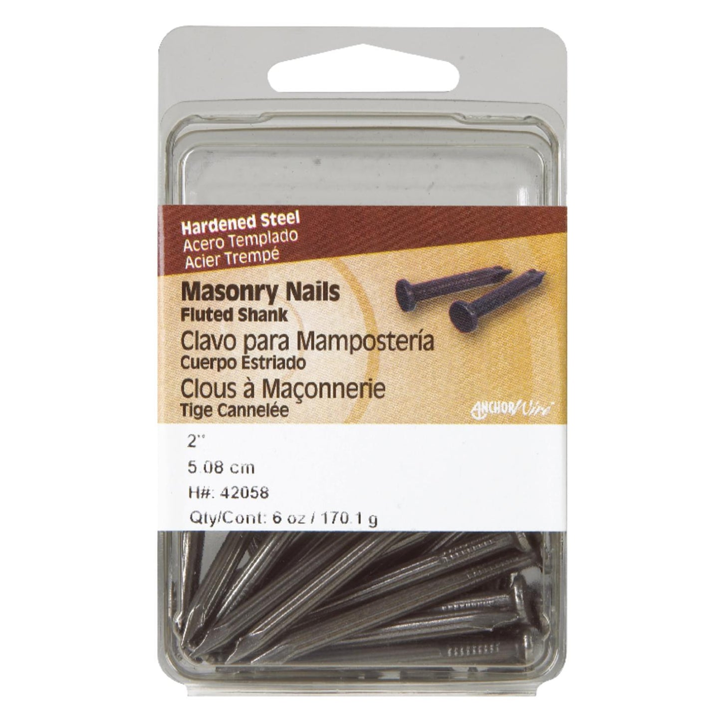 Hillman 2 in. Masonry Steel Nails, Flat Head, Fluted Shank