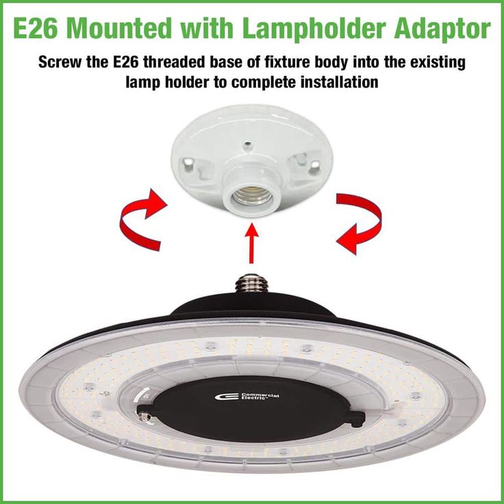 Commercial Electric 12 in. 12000 Lumens 100-Watt Lightweight Round Integrated LED High Bay Light 120-277V Mounting Options Dimmable