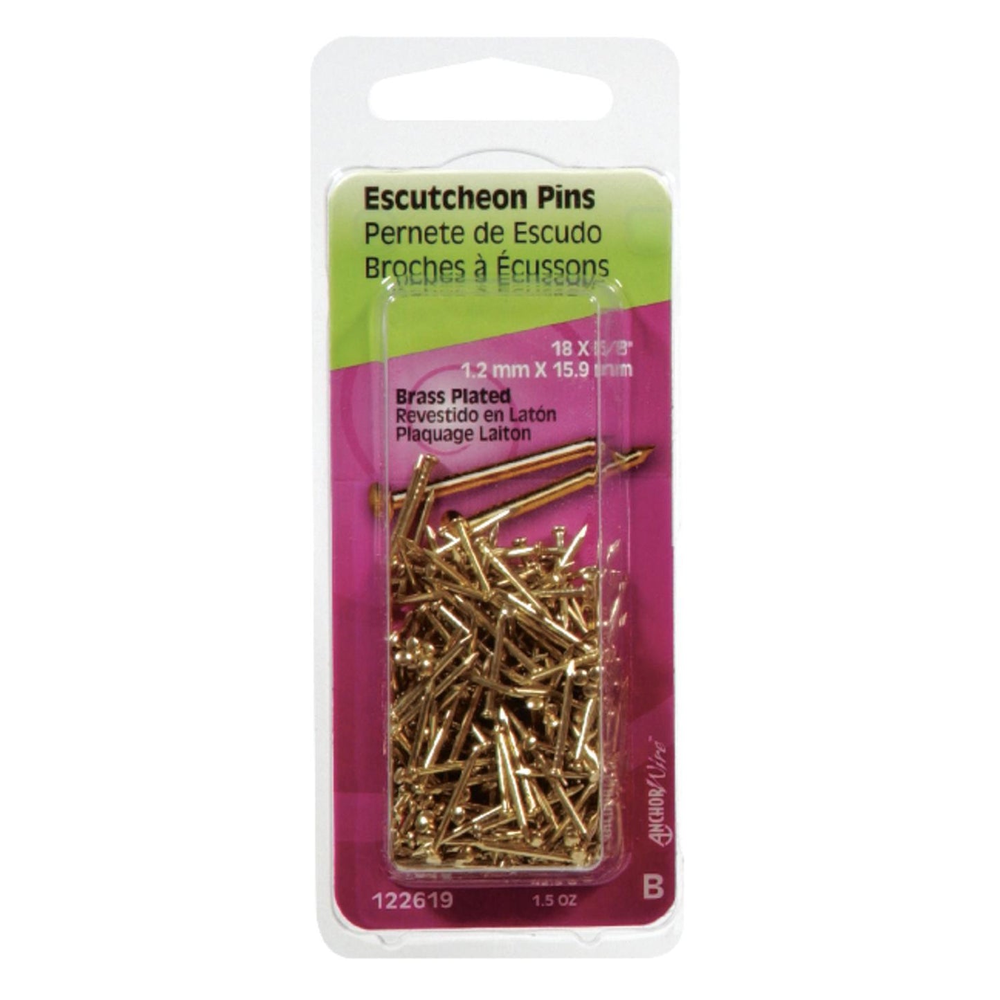 Hillman 18 Ga. x 5/8 in Brass-Plated Steel Escutcheon Pins, 1-Pack, 1.5 oz