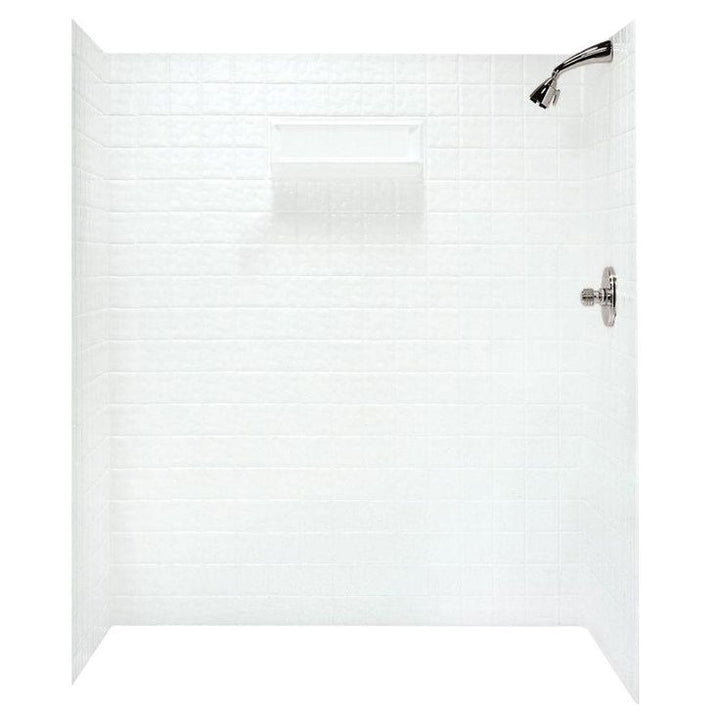 36 in. x 65 in. x 72 in. 5-piece Easy Up Adhesive Alcove Shower Surround in White