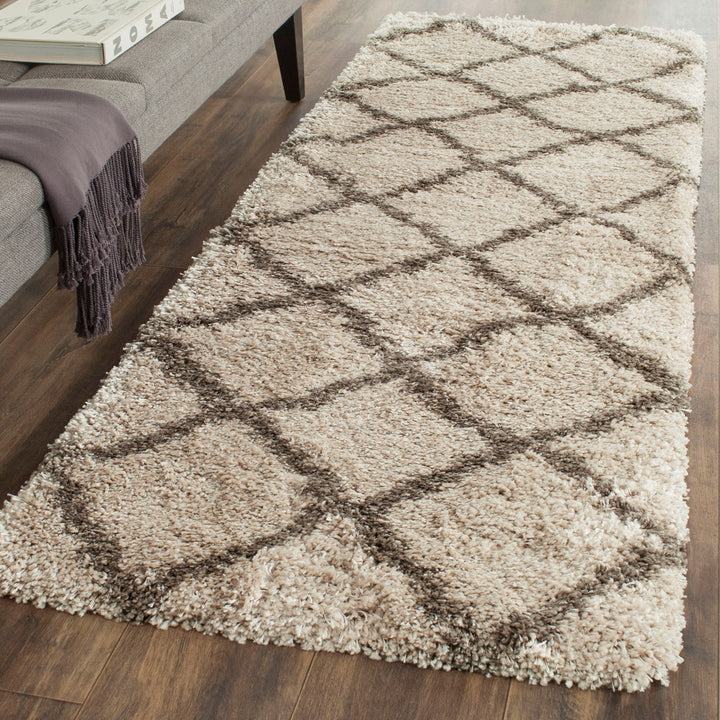 Safavieh Belize Denby Shag 2 x 11 Gray/Taupe Indoor Trellis Moroccan Runner
