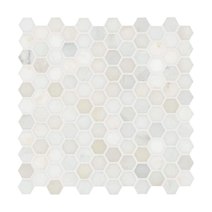 MSI Greecian White Mini Hexagon 12 in. x 12 in. x 10mm Polished Marble Mesh-Mounted Mosaic Tile (10 sq. ft. / case)