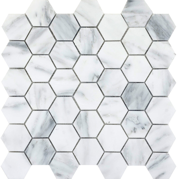 Emser WINTER FROST Natural Stone Marble Hexagon Mosaic Border Tile (12-in x 12-in)