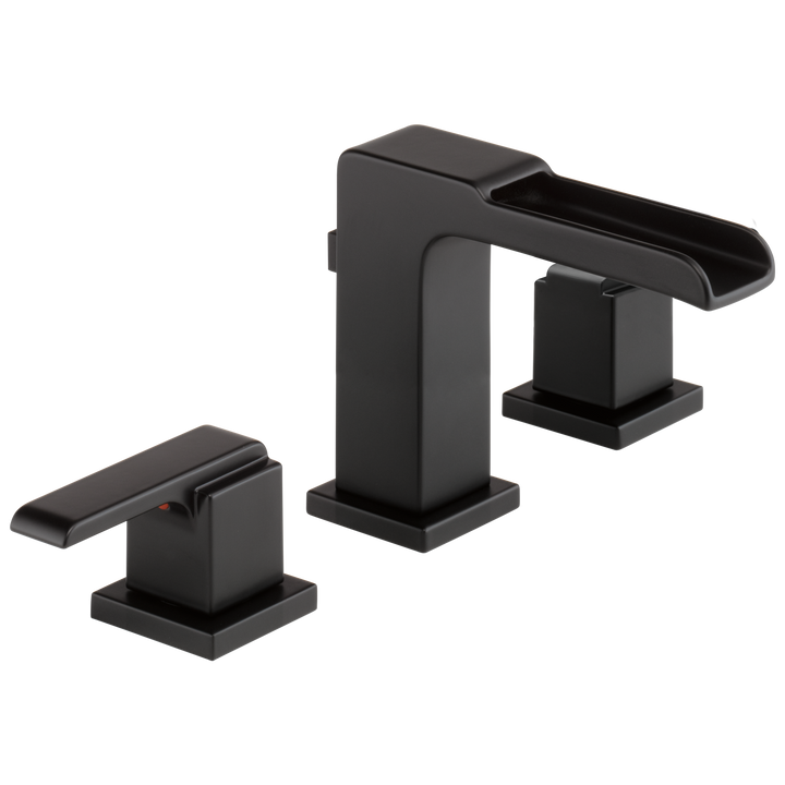 Delta Ara Matte Black 2-Handle Widespread WaterSense Bathroom Sink Faucet with Drain, 4–16 in Installation