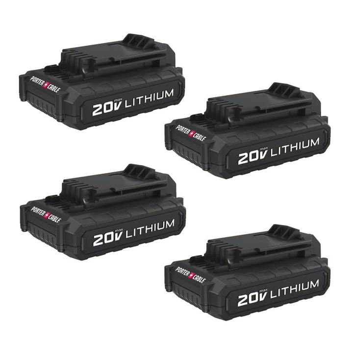 PORTER-CABLE 20-Volt Max Lithium Power Tool Battery, 1.3Ah, 4-Pack