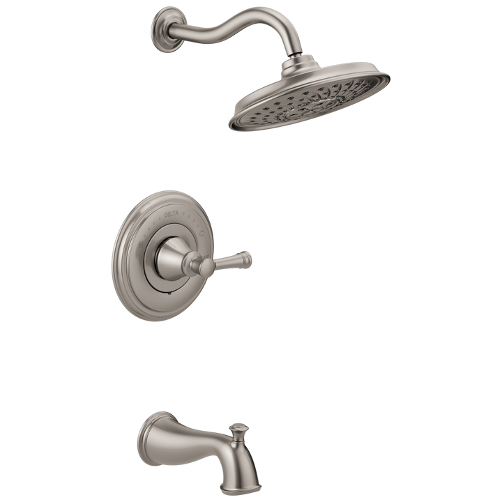 Delta Valdosta with H2Okinetic Technology SpotShield Stainless 1-Handle Bathtub and Shower Faucet with Valve