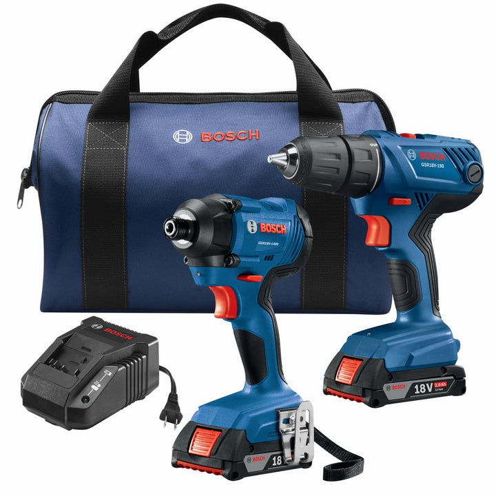 Bosch 18V 2-Tool Cordless Combo Kit with Soft Case, Charger and (2) 2.0Ah Batteries – GXL18V-26B22