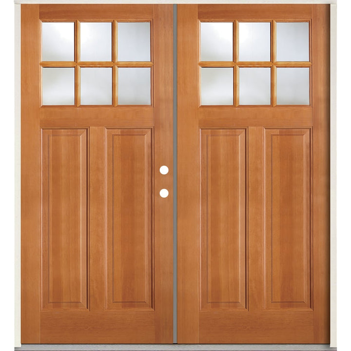 SIMPSON 72-in x 80-in Wood 1/4 Lite Left-Hand Inswing Prehung Double Front Door