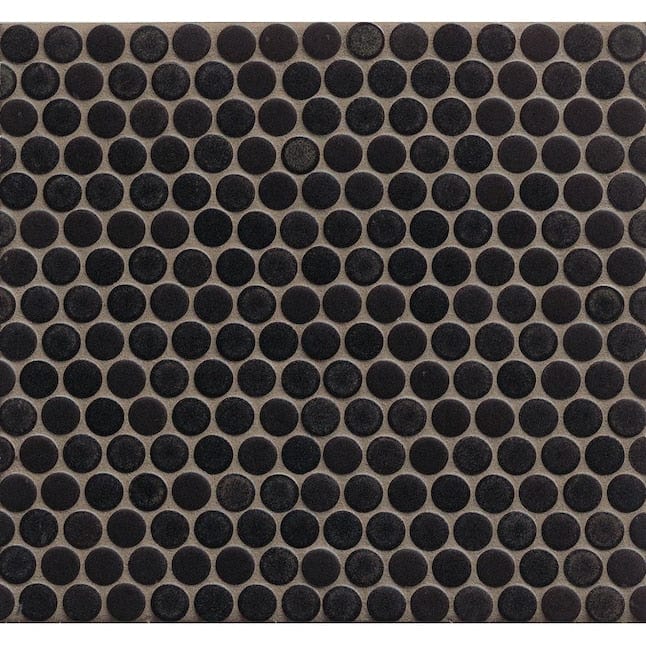 Bedrosians 360 Charcoal 12-in x 12-in Matte Penny Round Mosaic Floor & Wall Tile, 3/4-in Rounds (1-sq ft Sheet)