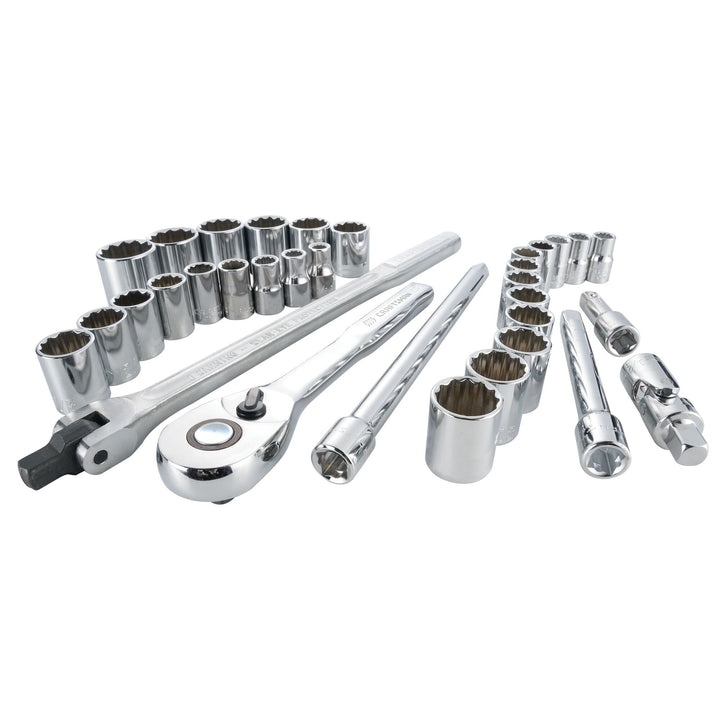 CRAFTSMAN 33-Piece Standard (SAE) and Metric Combination Polished Chrome Mechanics Tool Set, 1/2-in Drive w/ Hard Case