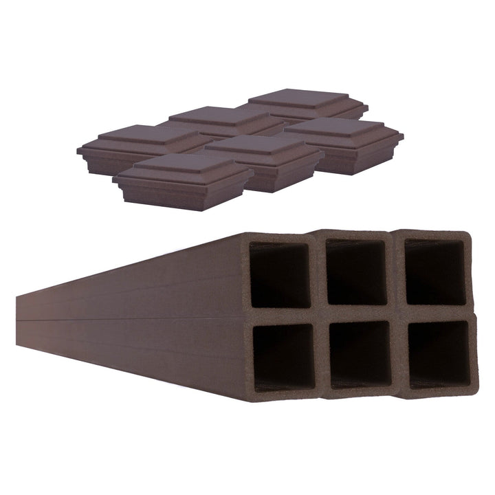 Trex Fencing 5-in x 5-in W x 9-ft H 6-Pack Woodland Brown Composite Fence with Post Cap
