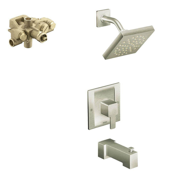 90 Degree Single-Handle 1-Spray Moentrol Tub and Shower Faucet with Valve in Brushed Nickel (Valve Included) - Super Arbor
