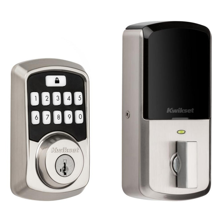 Aura Satin Nickel Single Cylinder Electronic Bluetooth Keypad Smart Lock Deadbolt featuring SmartKey Security - Super Arbor
