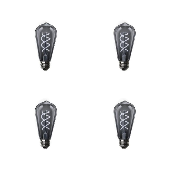Feit Electric 40-Watt Equivalent ST19 Dimmable LED Smoke Glass Vintage Edison Light Bulb With Spiral Filament Daylight (4-Pack)
