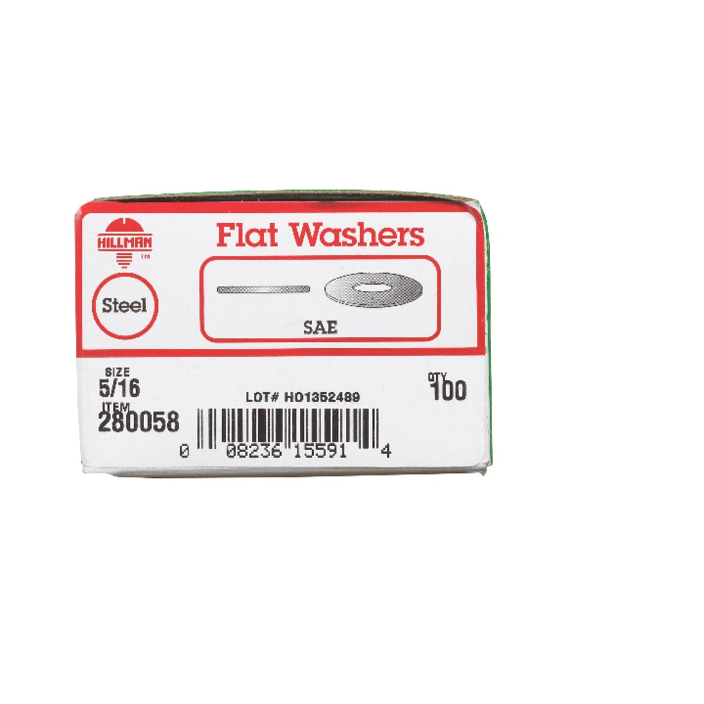 Hillman Zinc-Plated Steel 5/16 in. SAE Flat Washer, 100-Pack