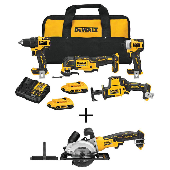 ATOMIC 20-Volt Li-Ion Combo Kit (4-Tool) w/(2) 2Ah Packs, Charger & Bonus Bare ATOMIC 20V Cordless 4-1/2 in. Circ Saw - Super Arbor