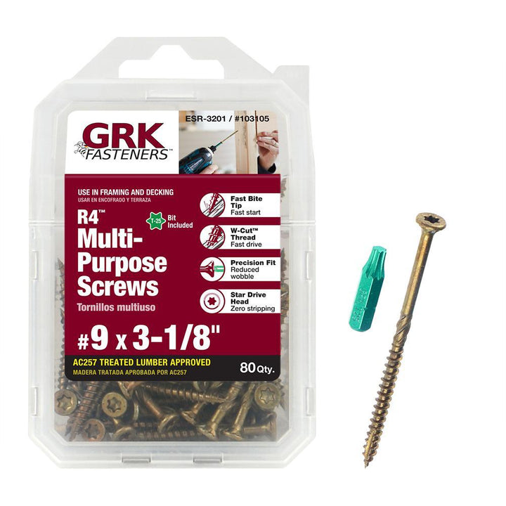 #9 x 3-1/8 in. Star Drive Bugle Head R4 Multi-Purpose Wood Screw (80-Pack)