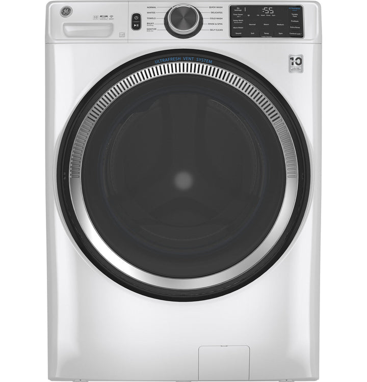GE 32 in. 4.8 cu. ft. White Front Load Washing Machine with UltraFresh Vent System with OdorBlock and Sanitize with Oxi