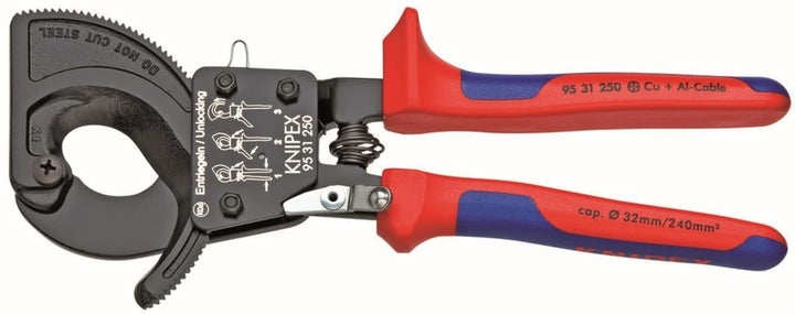 KNIPEX 10-in Ratcheting Cable Cutting Pliers, Chrome Vanadium Steel Blades