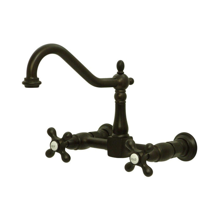 Elements of Design Oil-Rubbed Bronze 2-Handle Wall-Mount Bridge Kitchen Faucet, 8-in Centers