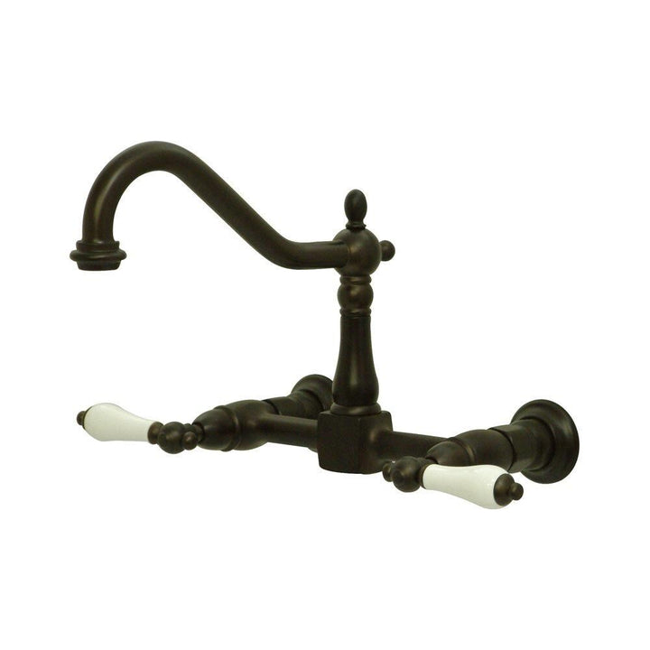 Elements of Design Oil-Rubbed Bronze 2-Handle Wall-Mount Bridge Kitchen Faucet, Lever Handles