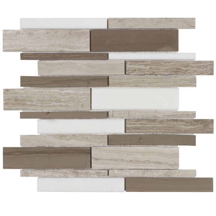 Elida Ceramica Stone Savvy Natural 12-in x 12-in Polished Marble Linear Mosaic Tile
