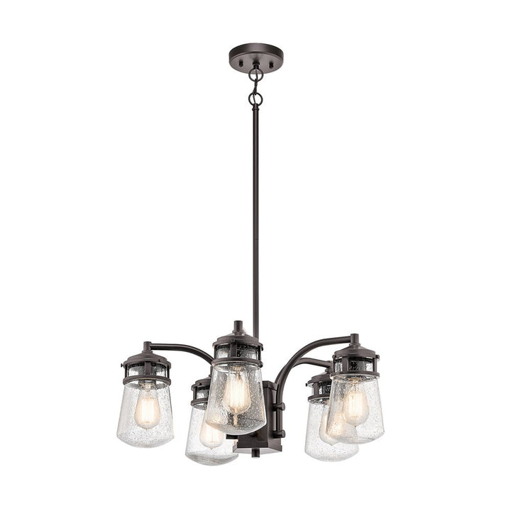 Kichler Lyndon 5-Light Architectural Bronze Transitional Clear Glass Jar Mini Outdoor Hanging Pendant Light
