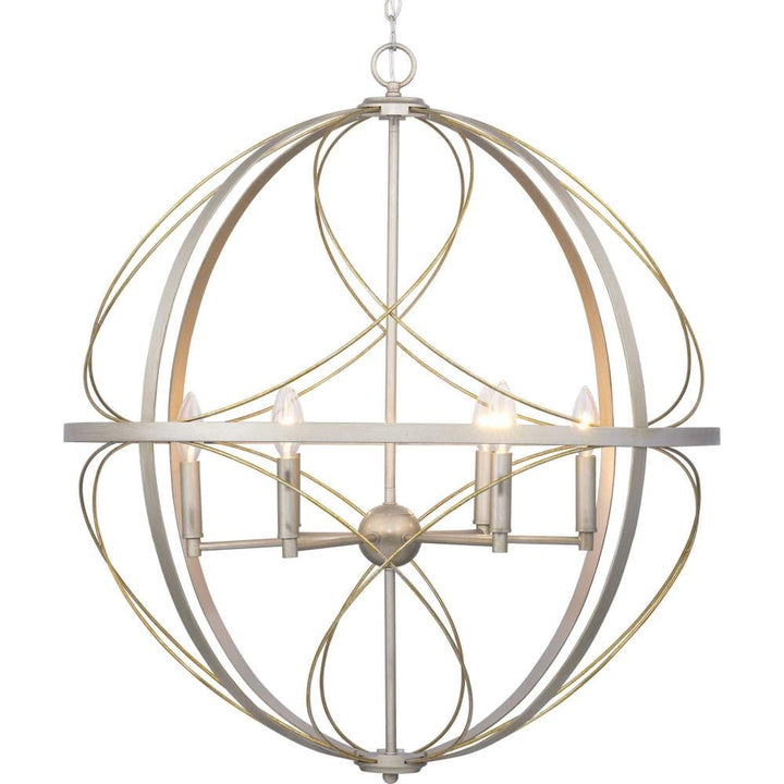 Progress Lighting Brandywine 6-Light Silver Ridge Transitional Globe Large Hanging Pendant Light