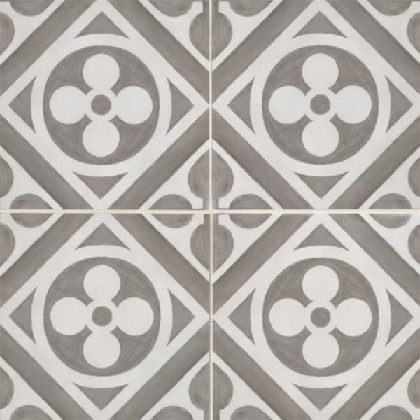 Bedrosians Chateau 12-in x 12-in Fiore Deco Porcelain Tile in Canvas & Smoke (9.8 sq ft/ctn)
