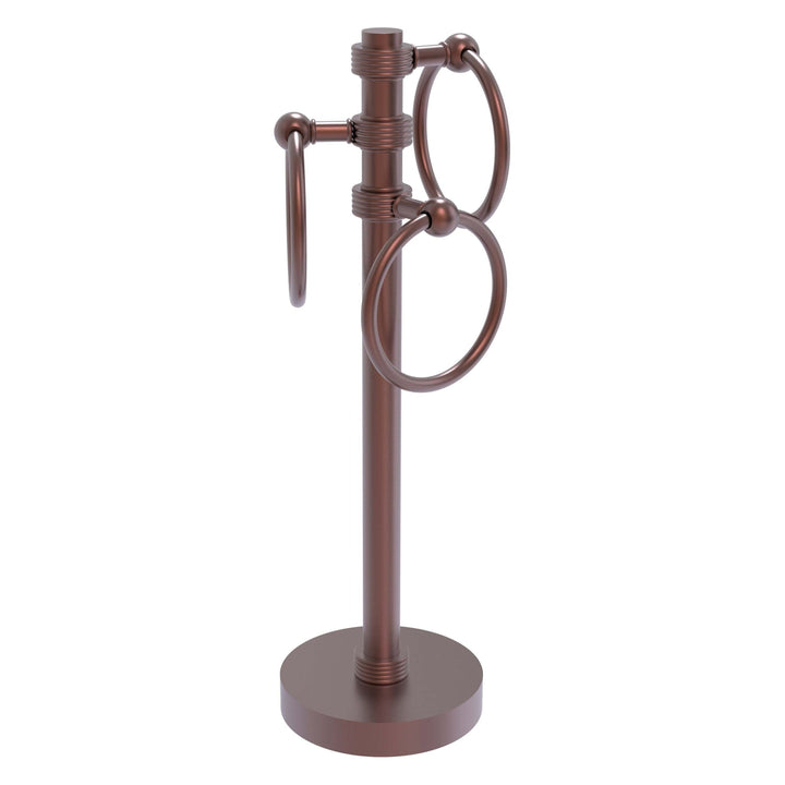 Allied Brass Vanity Top 3 Towel Ring Guest Towel Holder with Groovy Accents in Antique Copper