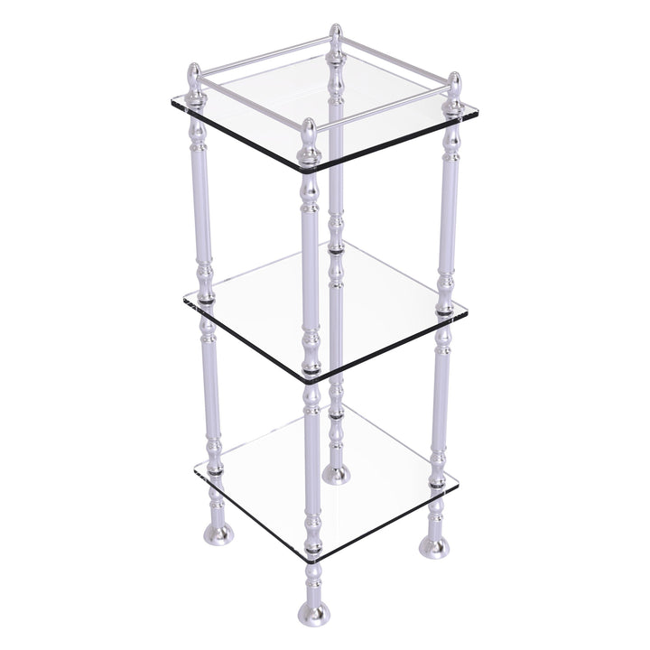 Allied Brass 14-in W x 38-in H x 14-in D 3-Shelf Étagère, Satin Chrome
