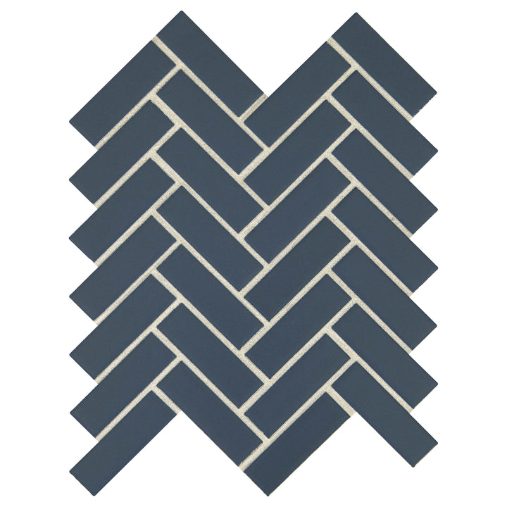 Daltile VitaScape Midnight Satin 9-in x 12-in Satin Ceramic Herringbone Mosaic Wall Tile product image