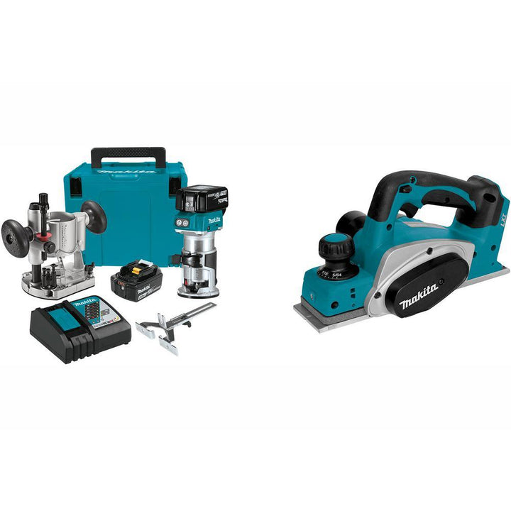 18-Volt LXT Brushless Cordless Compact Router Kit/Bonus 18-Volt LXT Cordless 3-1/4 in. Cordless Planer (Tool-Only) - Super Arbor