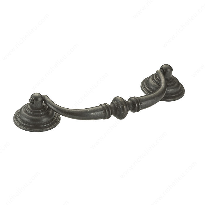 Richelieu 4-1/4 in. (108 mm) Center-to-Center Traditional Pendant and Ring Pull, Matte Black Iron