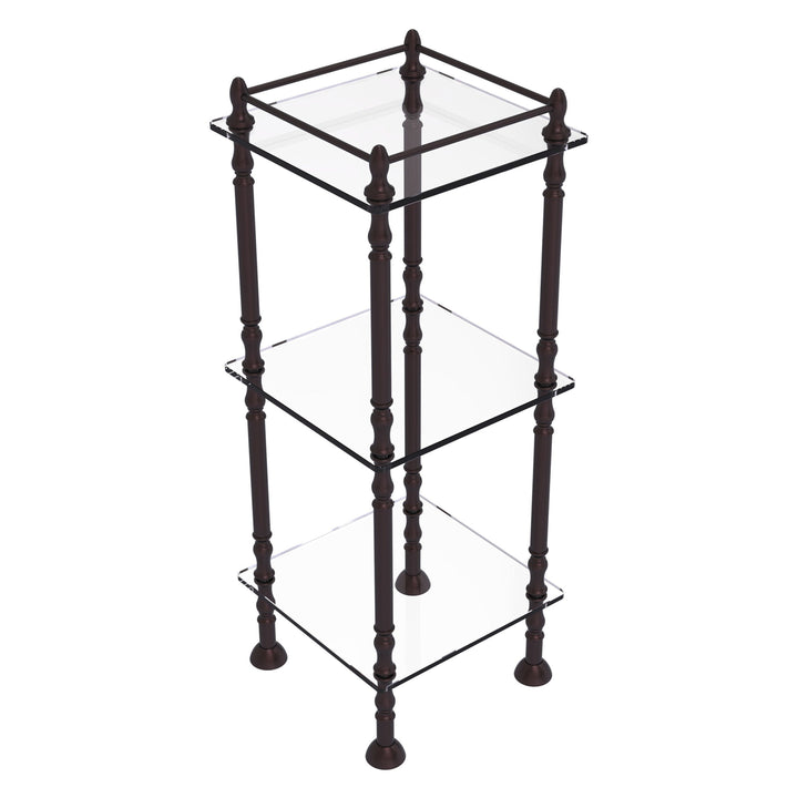Allied Brass 14-in W x 38-in H x 14-in D Étageres, Antique Bronze, 3-Shelf Tempered Glass