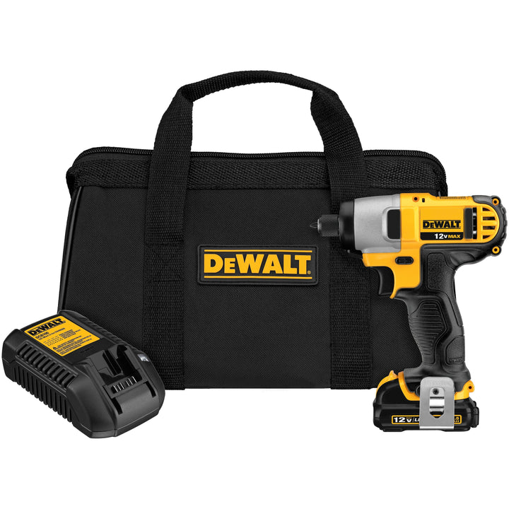 DEWALT 12-Volt MAX 1/4-in Variable Speed Cordless Impact Driver Kit (DCF815S1, 1 Battery, Charger, Bag)