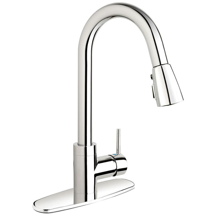 Keeney Polished Chrome 1-Handle Deck-Mount Pull-Down Kitchen Faucet with Deck Plate